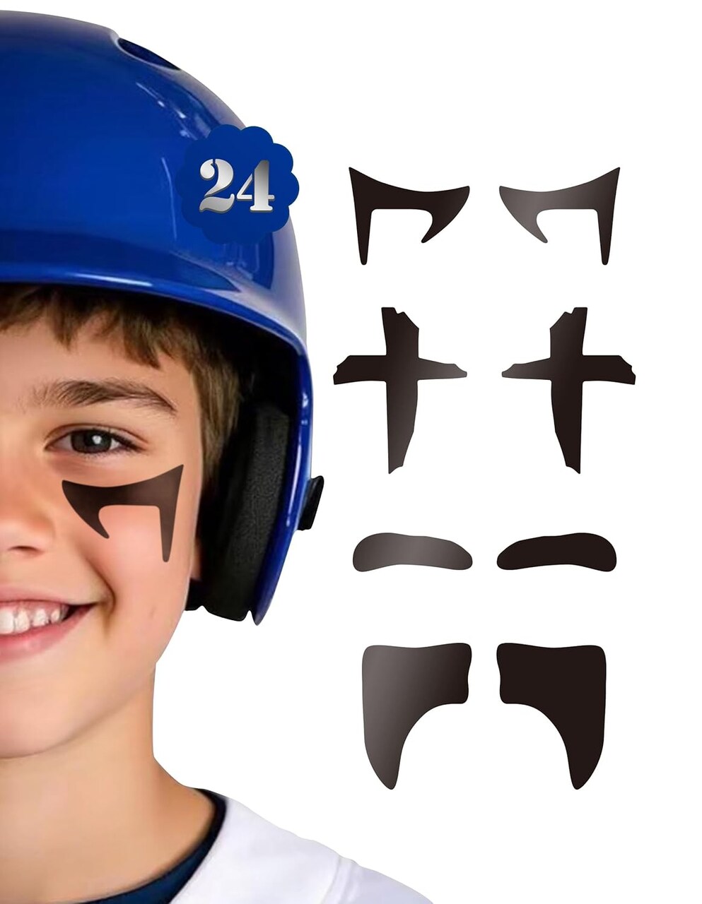 Sports Eye Black Stickers for Men Women,Football Baseball Softball Lacrosse Fans Breathable Eye Strips for Party Game Sport Supplies (Mixed1, 24 Pairs)
